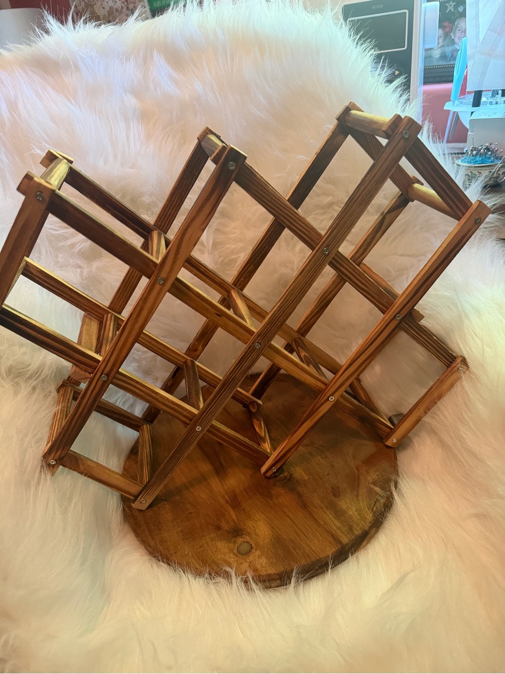 Wood Folding Wine Rack - Natural Brown